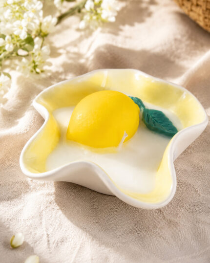 Lemon Drop – Χειροποίητο Πήλινο Κερί Σόγιας με Άρωμα